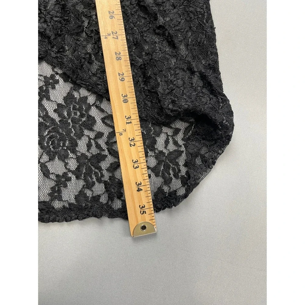 American City Wear Women XL Black Floral Lace Open Front Cardigan Duster 78229-M